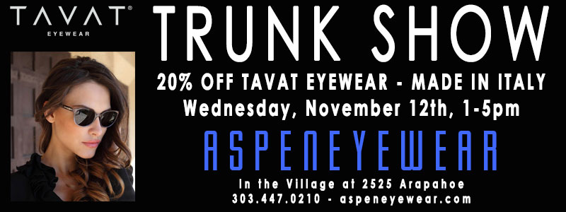 Aspen Eyewear TAVAT Trunk Show Nov 12th, 1-5pm