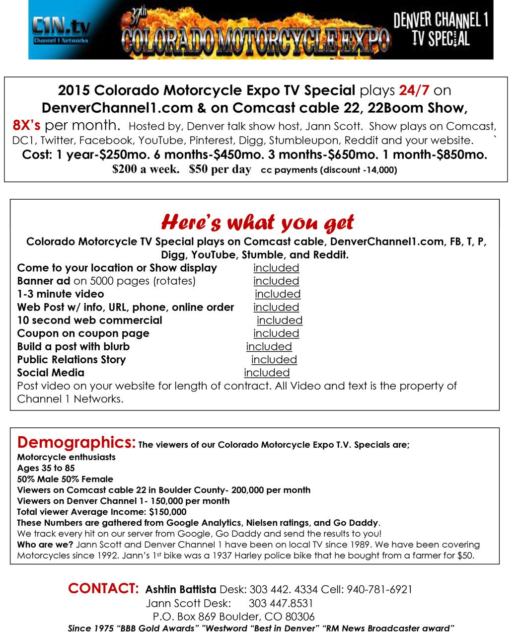 2015 Colorado Motorcycle Expo Price List